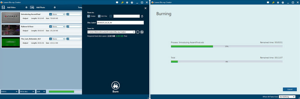 bluray-creator-burning-settings